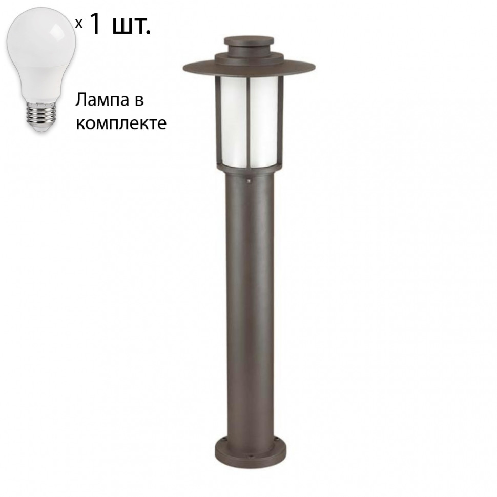 Уличный столб с лампочкой Odeon 4047/1F+Lamps, цвет коричневый 4047/1F+Lamps - фото 1