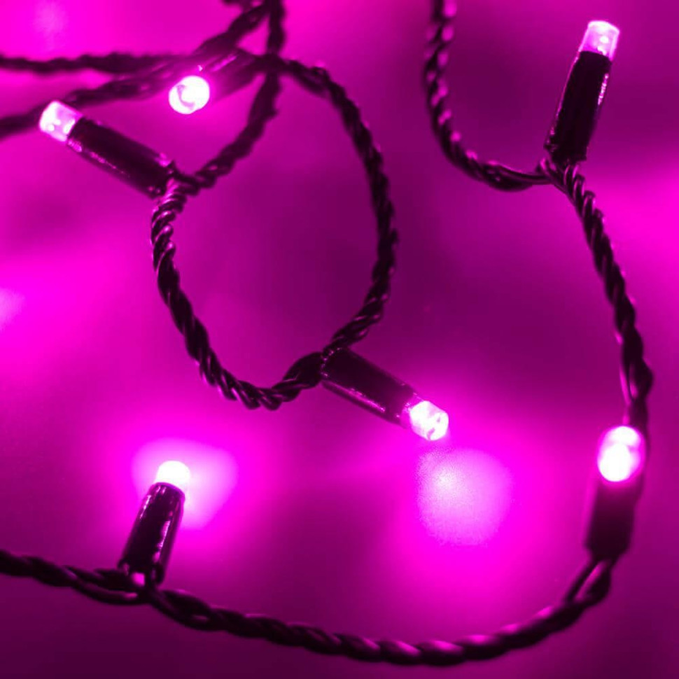 10м. Уличная гирлянда нить розовый свет Ardecoled 230V ARD-String-Classic-10000-Black-100Led-Std Pink (25806), цвет черный