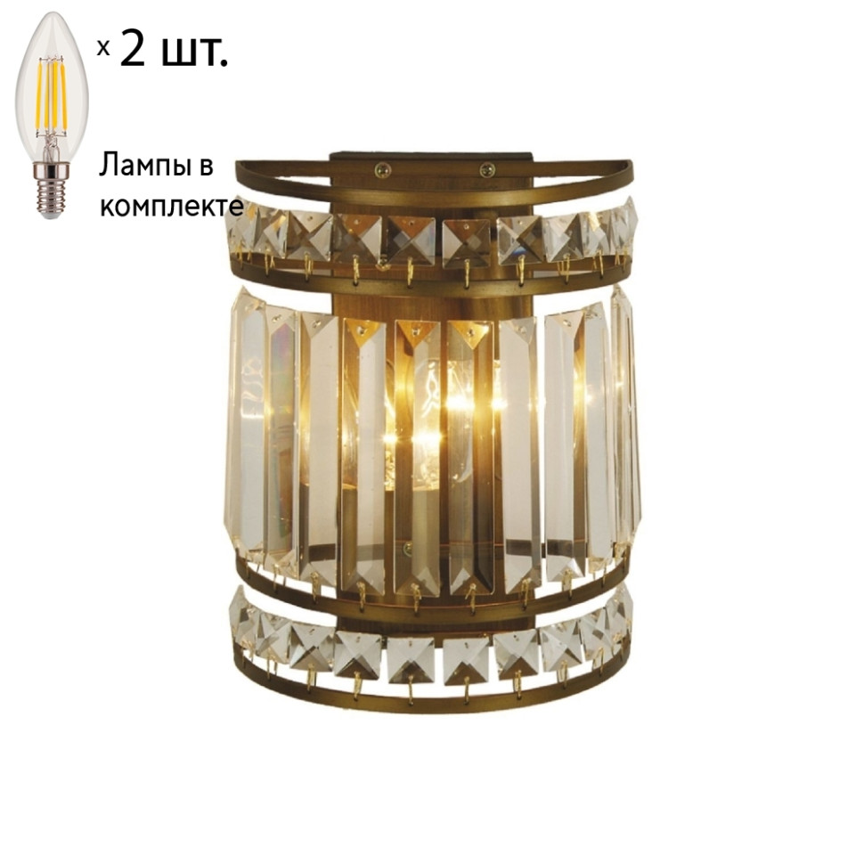 Настенный светильник с лампочками Favourite Ancient 1085-2W+Lamps E14 Свеча бра с лампочками favourite musa 1734 2w lamps e14 свеча