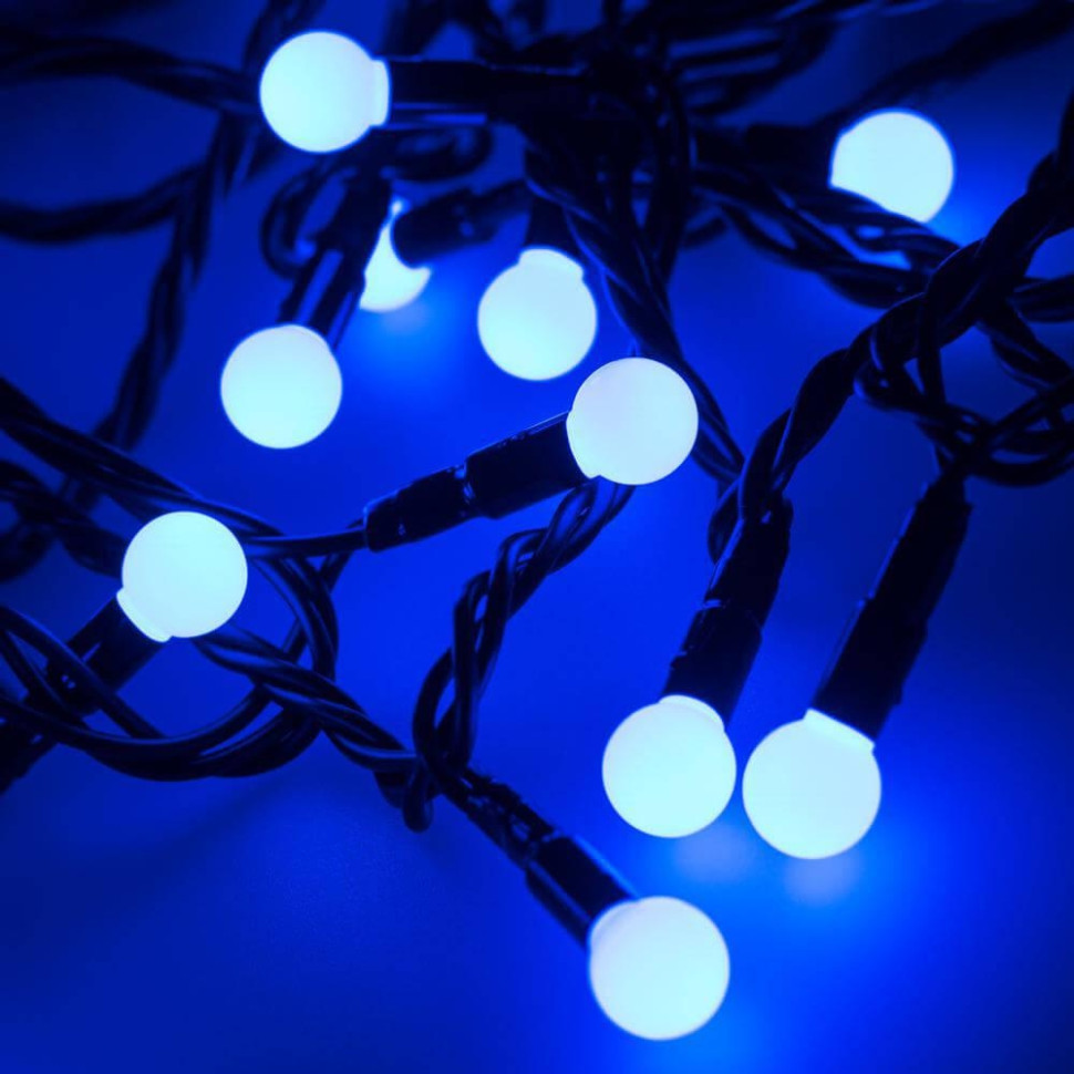 10м. Уличная гирлянда шарики синий свет Ardecoled 230V ARD-Ball-Classic-D13-10000-Black-100Led Blue (25570), цвет черный - фото 2
