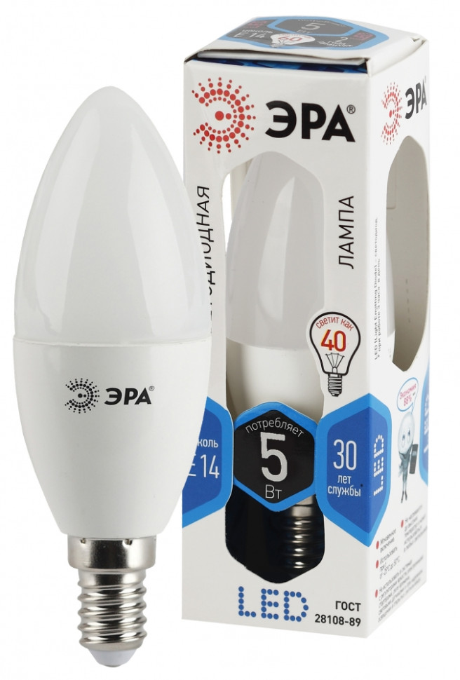 Комплект светодиодных ламп E14 5W 4000К (белый) Эра LED (162957) 6 шт - фото 2