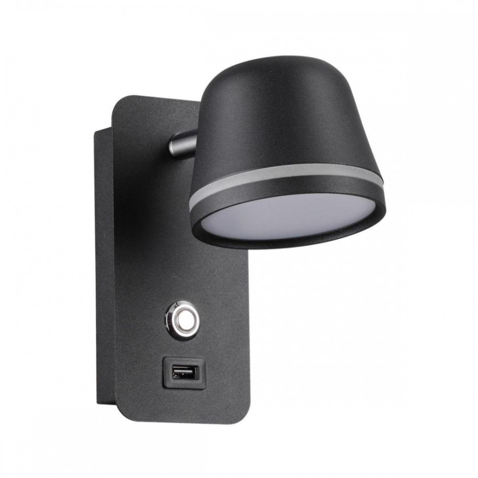 Настенный светильник с USB зарядкой Odeon Light Banks 4299/5WL, цвет черный 4299/5WL - фото 1
