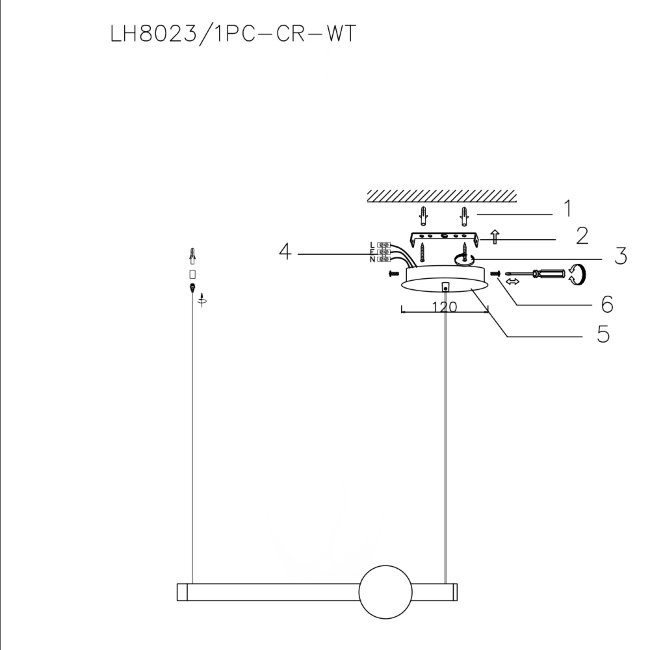 Подвесной светильник Lumien Hall GRENIYA LH8023/1PC-CR-WT, цвет хром - фото 4