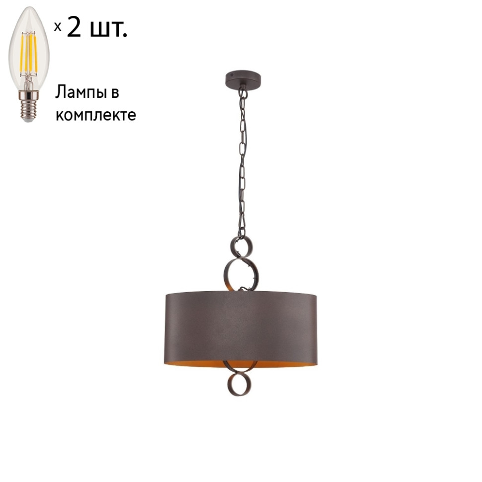 Подвесной светильник с лампочками Favourite Ferrous 4007-2P+Lamps E14 Свеча, цвет античный черный 4007-2P+Lamps E14 Свеча - фото 1
