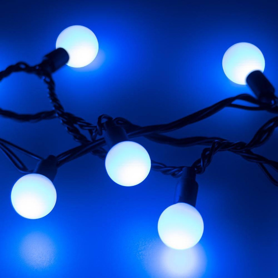 10м. Уличная гирлянда шарики синий свет Ardecoled 230V ARD-Ball-Classic-D23-10000-Black-80Led Blue (25600) гирлянда занавес 2 x 2 м синий 220в 400 led провод прозрачный пвх ip54