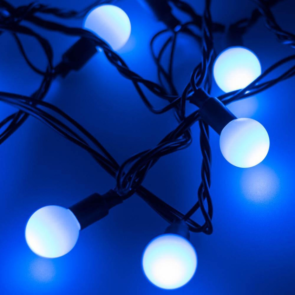 10м. Уличная гирлянда шарики синий свет Ardecoled 230V ARD-Ball-Classic-D23-10000-Black-80Led Blue (25600), цвет черный - фото 4