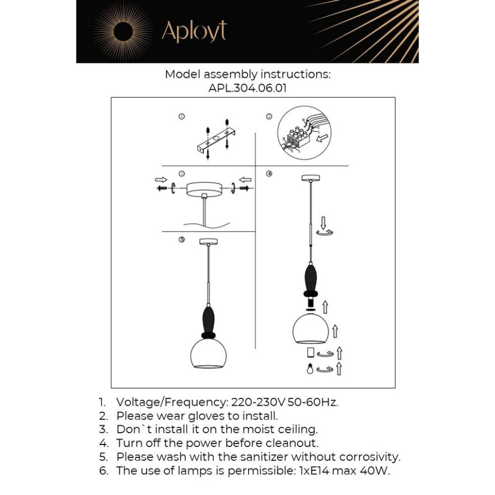 Подвесной светильник Aployt Kristel APL.304.06.01, цвет бронза - фото 2