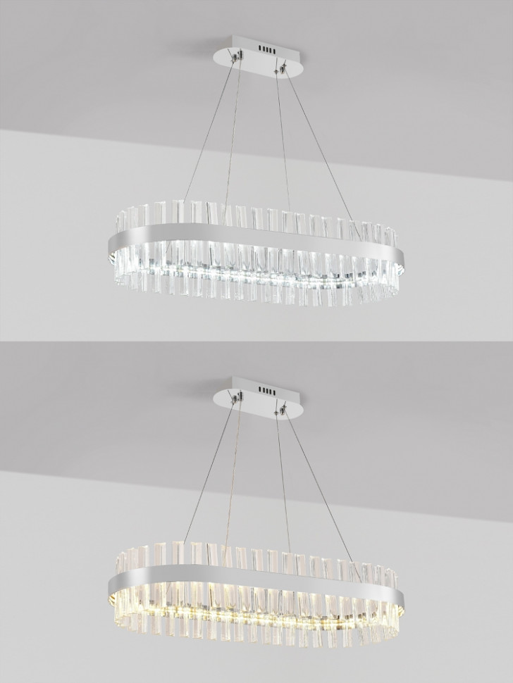 Подвесная светодиодная люстра с Bluetooth и пультом Natali Kovaltseva SMART НИМБЫ LED LAMPS 81253, цвет хром - фото 2