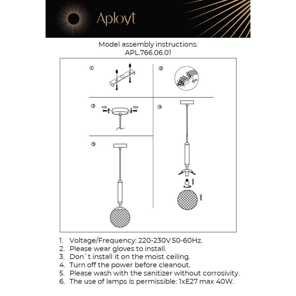 Светильник подвесной с лампочкой APLOYT APL.766.06.01+Lamps, цвет бронза - фото 3