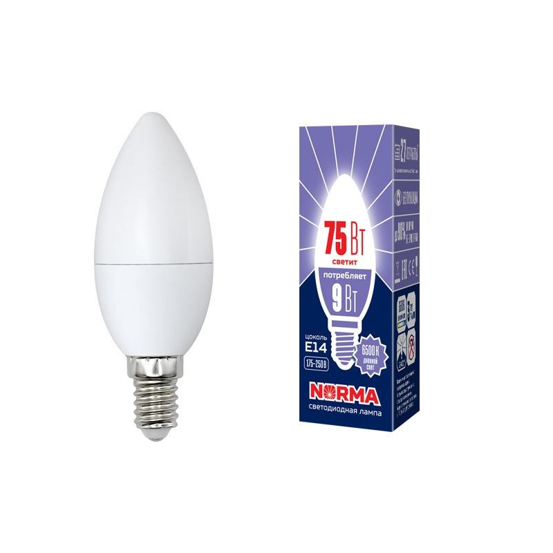Лампа светодиодная E14 9W 6500K(дневной свет) матовая Volpe Norma LED-C37-9W/DW/E14/FR/NR картон (UL-00003802) LED-C37-9W/DW/E14/FR/NR картон - фото 2