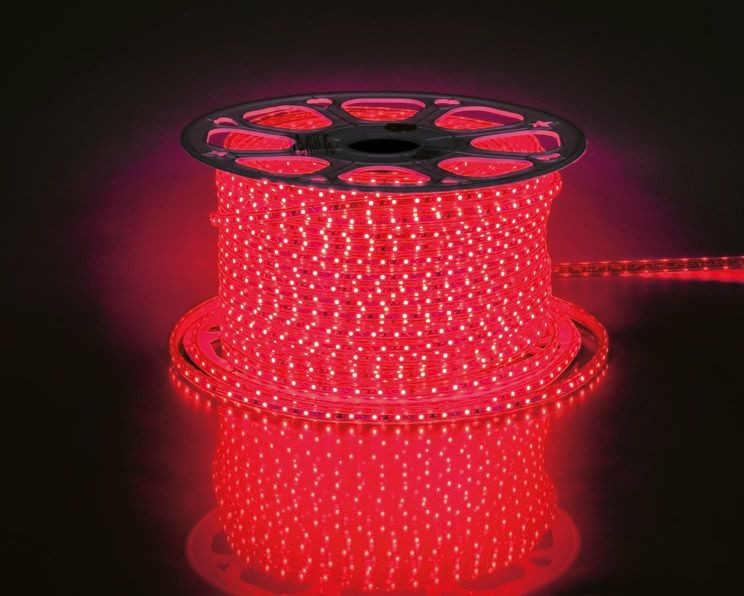 100м. Комплект светодиодной ленты 2835 красного цвета, 4,4W, 220V, 60LED/m IP65 Feron LS704 (26239) 10шт сетевой шнур для светодиодной ленты 220v ls704 на 50м ld177 feron 23078