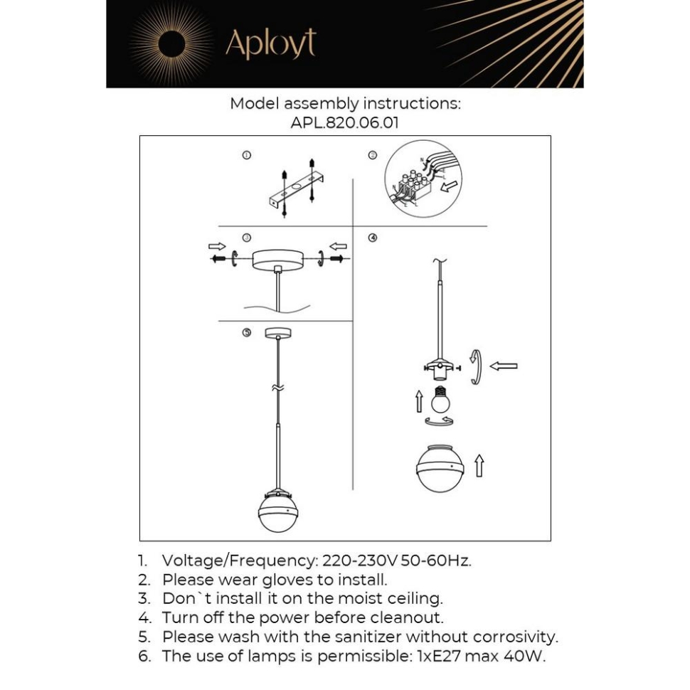 Светильник подвесной с лампочкой APLOYT APL.820.06.01+Lamps, цвет бронза - фото 3