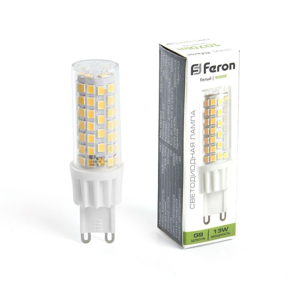 Светодиодная лампа G9 13W 4000K (белый) Feron LB-436 38153 - фото 1