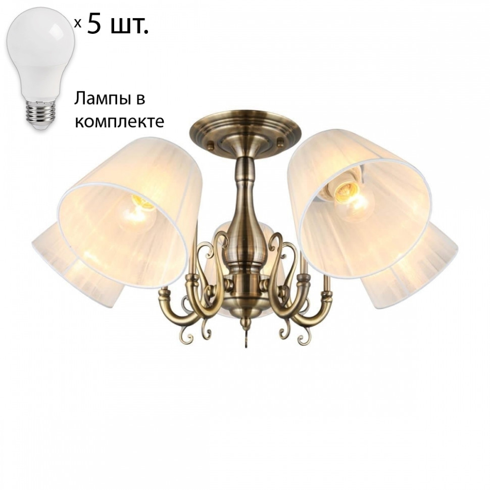 Люстра потолочная с лампочками Omnilux OML-29117-05+Lamps, цвет бронза OML-29117-05+Lamps - фото 1