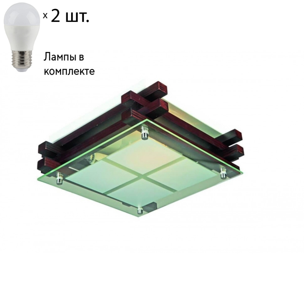 Светильник потолочный с лампочками Omnilux OML-40507-02+Lamps, цвет белый OML-40507-02+Lamps - фото 1