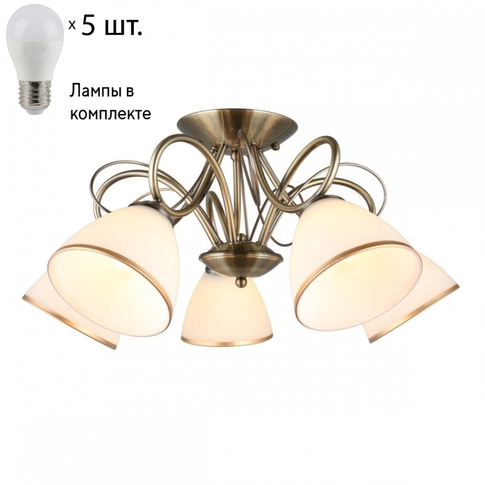 Люстра потолочная с лампочками Omnilux OML-25307-05+Lamps, цвет бронза OML-25307-05+Lamps - фото 1