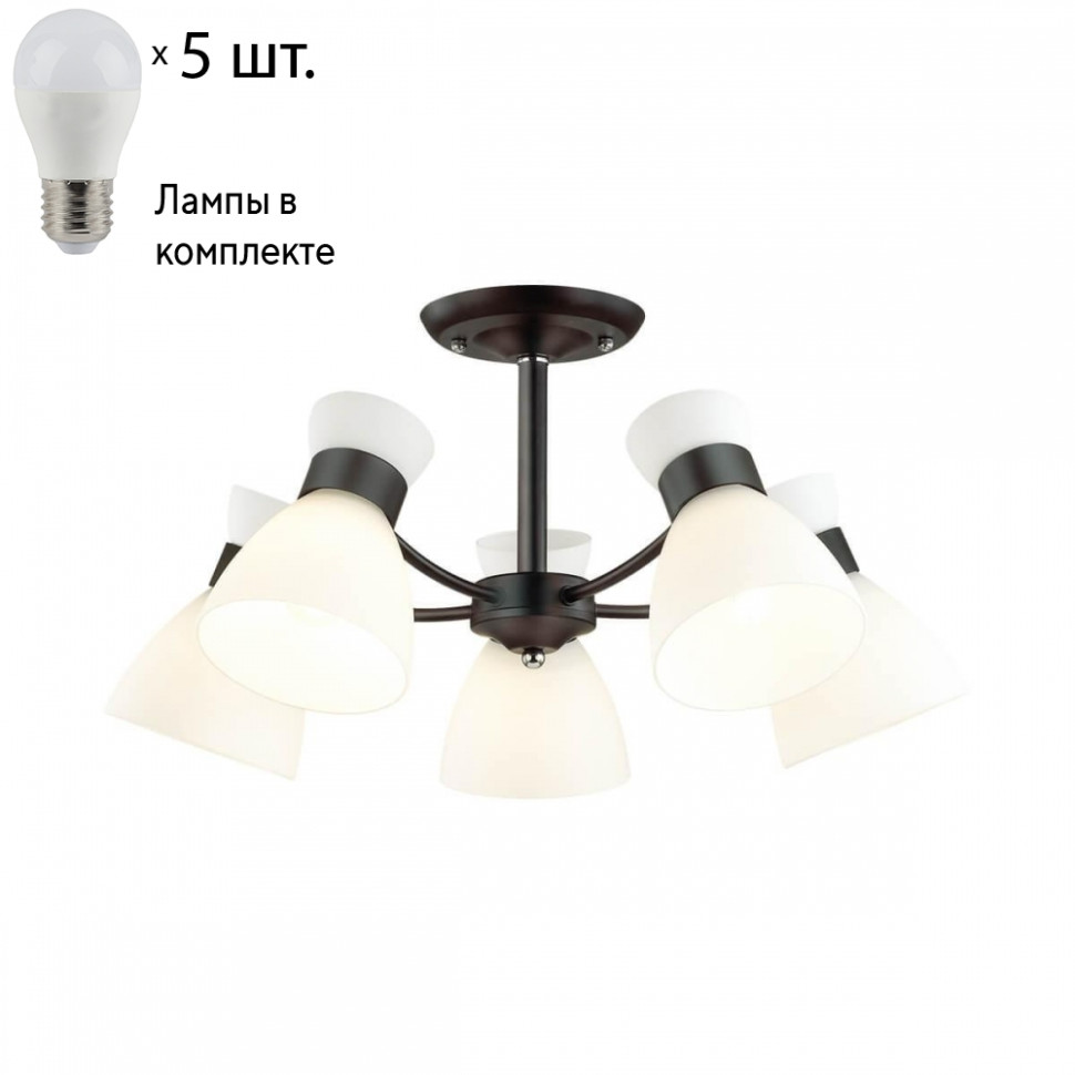 Люстра потолочная Lumion Wilma с лампочками 4534/5C+Lamps E27 P45 потолочная светодиодная люстра lumion lulu 4577 60cl
