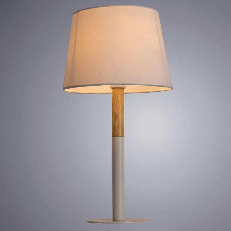Настольная лампа с лампочками. Комплект от Lustrof. №240913-616527, цвет белый, натуральное дерево - фото 3