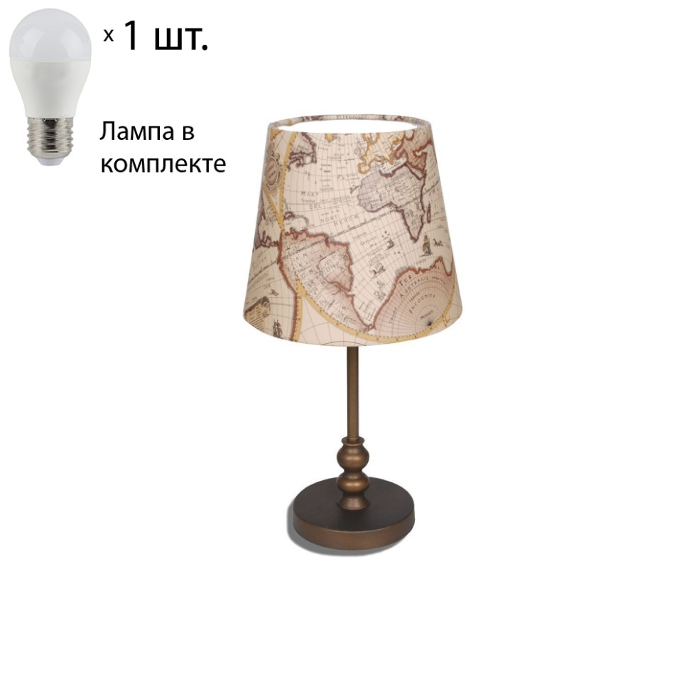Настольная лампа с лампочкой Favourite Mappa 1122-1T+Lamps E27 P45 люстра с картой favourite 1122 6p mappa