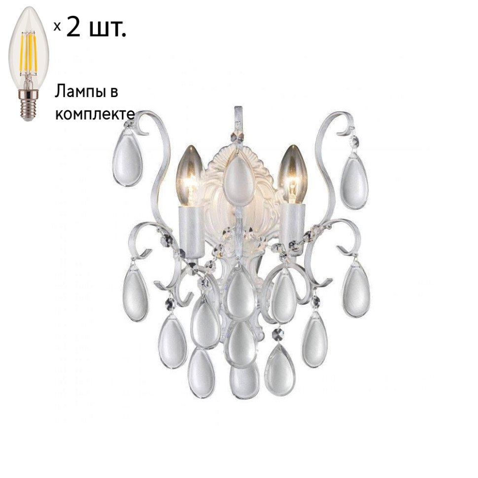 Бра Crystal Lux с лампочками Sevilia AP2 Silver+Lamps E14 Свеча, цвет серебро Sevilia AP2 Silver+Lamps E14 Свеча - фото 2