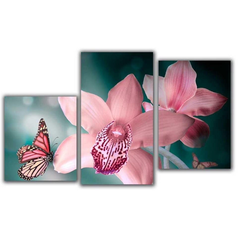 Мини модульная картина Бабочка на цветах Toplight 55х94см TL-MM1037 - фото 1