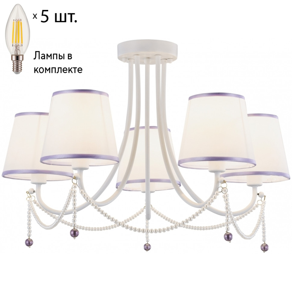 Потолочная люстра с лампочками Velante 314-007-05+Lamps E14 Свеча