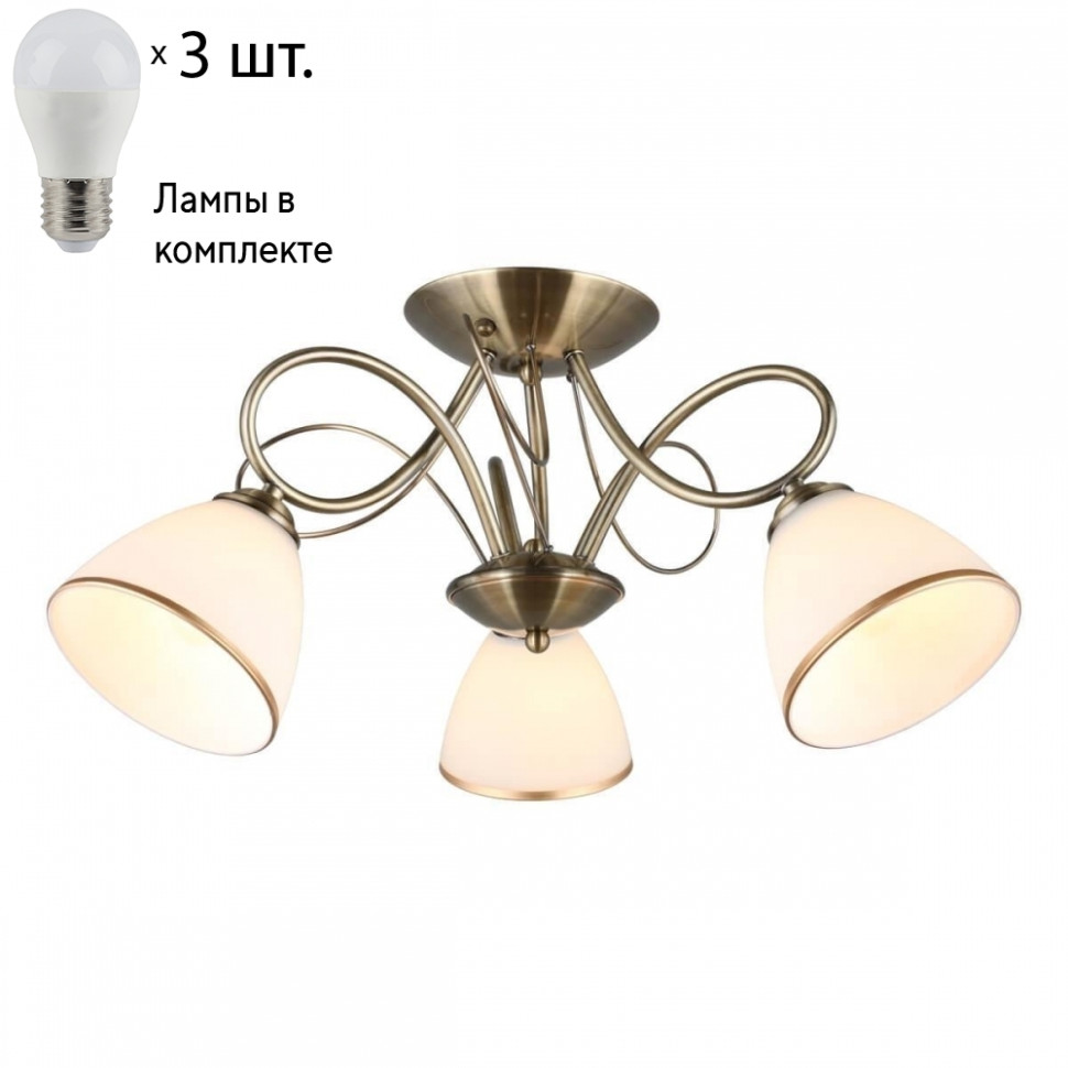 Люстра потолочная с лампочками Omnilux OML-25307-03+Lamps, цвет бронза OML-25307-03+Lamps - фото 1
