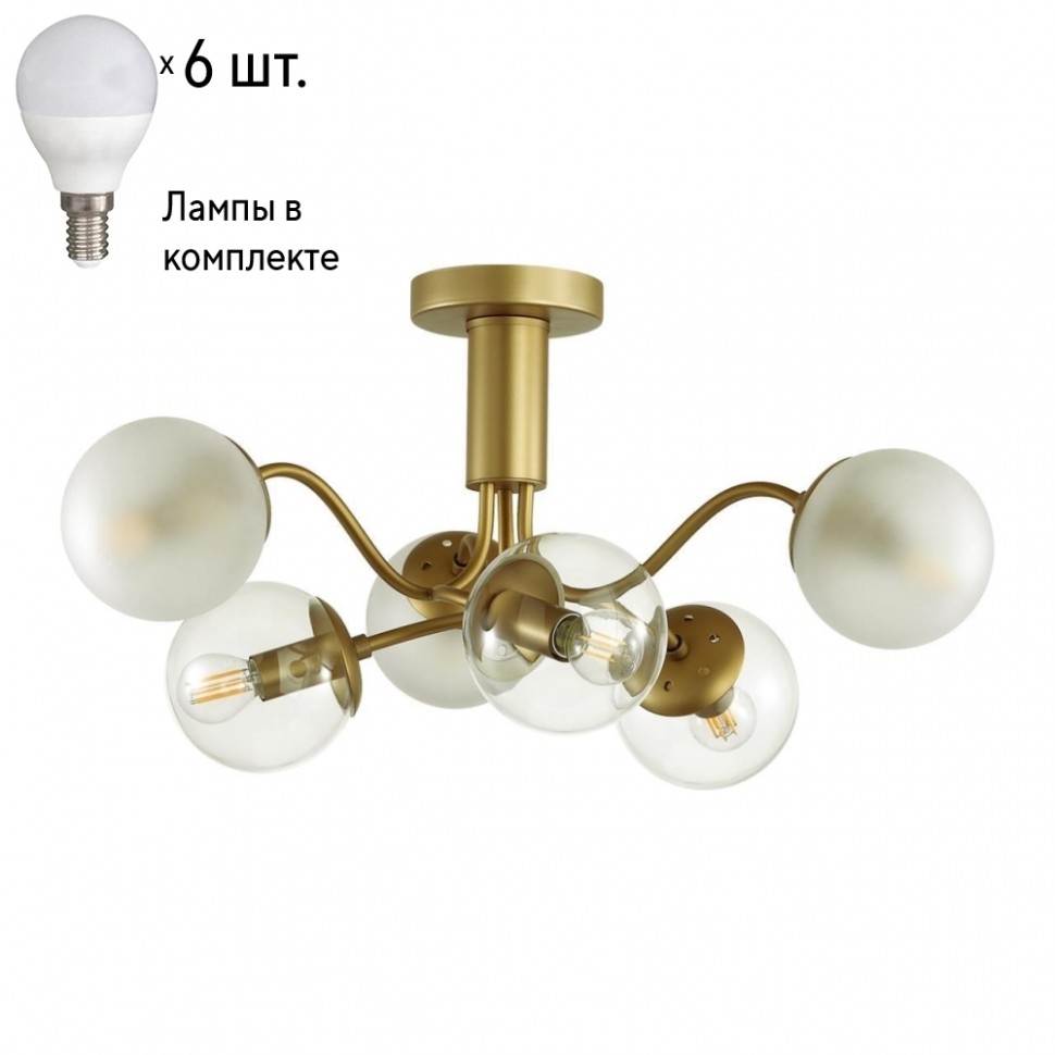 Люстра потолочная Lumion Candice с лампочками 4555/6C+Lamps E14 P45, цвет матовое золото 4555/6C+Lamps E14 P45 - фото 1