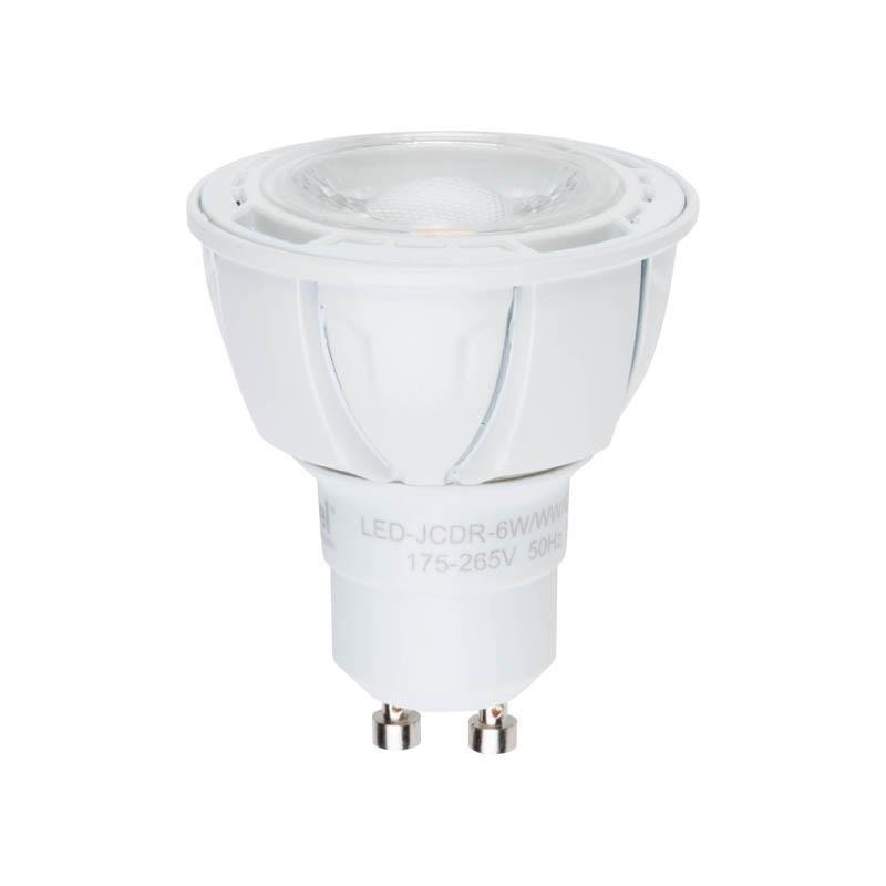 Лампа светодиодная диммируемая Форма JCDR GU10 6W 4000K (Белый свет) матовая Uniel Яркая LED-JCDR 6W/NW/GU10/FR/DIM PLP01WH картон (UL-00003988)