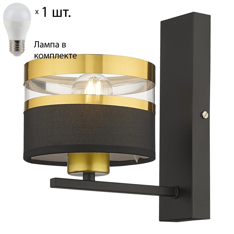 Бра с лампочкой Velante 294-301-01+Lamps E27 P45, цвет черный 294-301-01+Lamps E27 P45 - фото 1