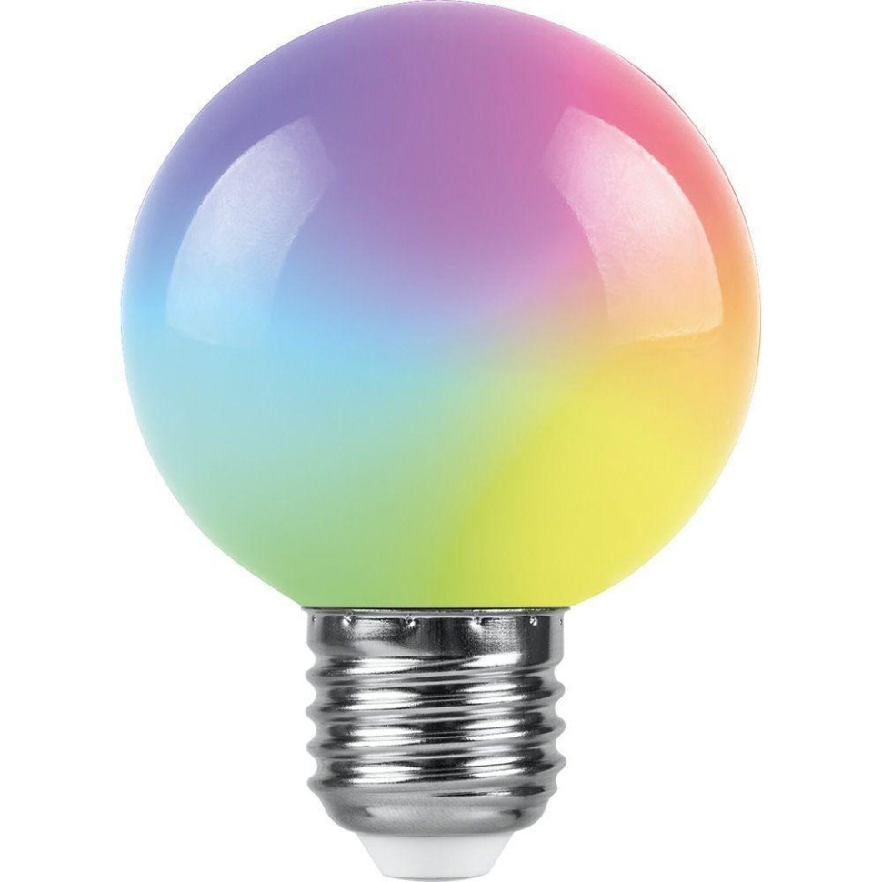 Светодиодная лампа E27, 3W, RGB, G60 для гирлянд белт-лайт CL25, CL50, Feron LB-371 (38127) гирлянда евро белт лайт на подвесах cl50 13 1 230v ip65 13м