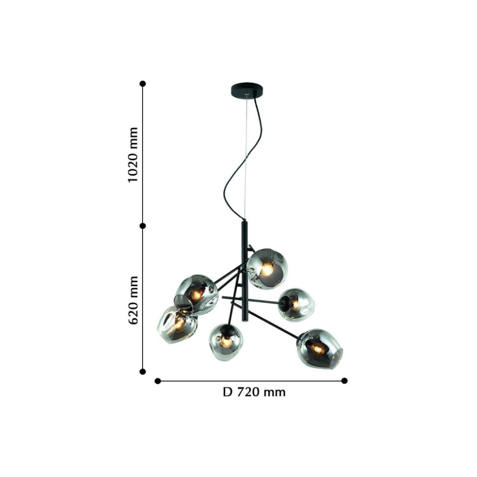 Подвесная люстра с лампочками Favourite Traube 2359-6P+Lamps E27 P45, цвет черный 2359-6P+Lamps E27 P45 - фото 3