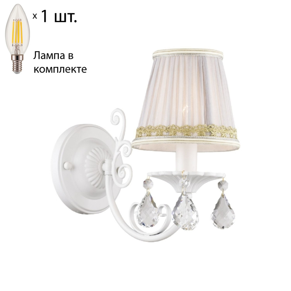 Бра с лампочкой Favourite Alla 1729-1W+Lamps E14 Свеча, цвет белый 1729-1W+Lamps E14 Свеча - фото 1