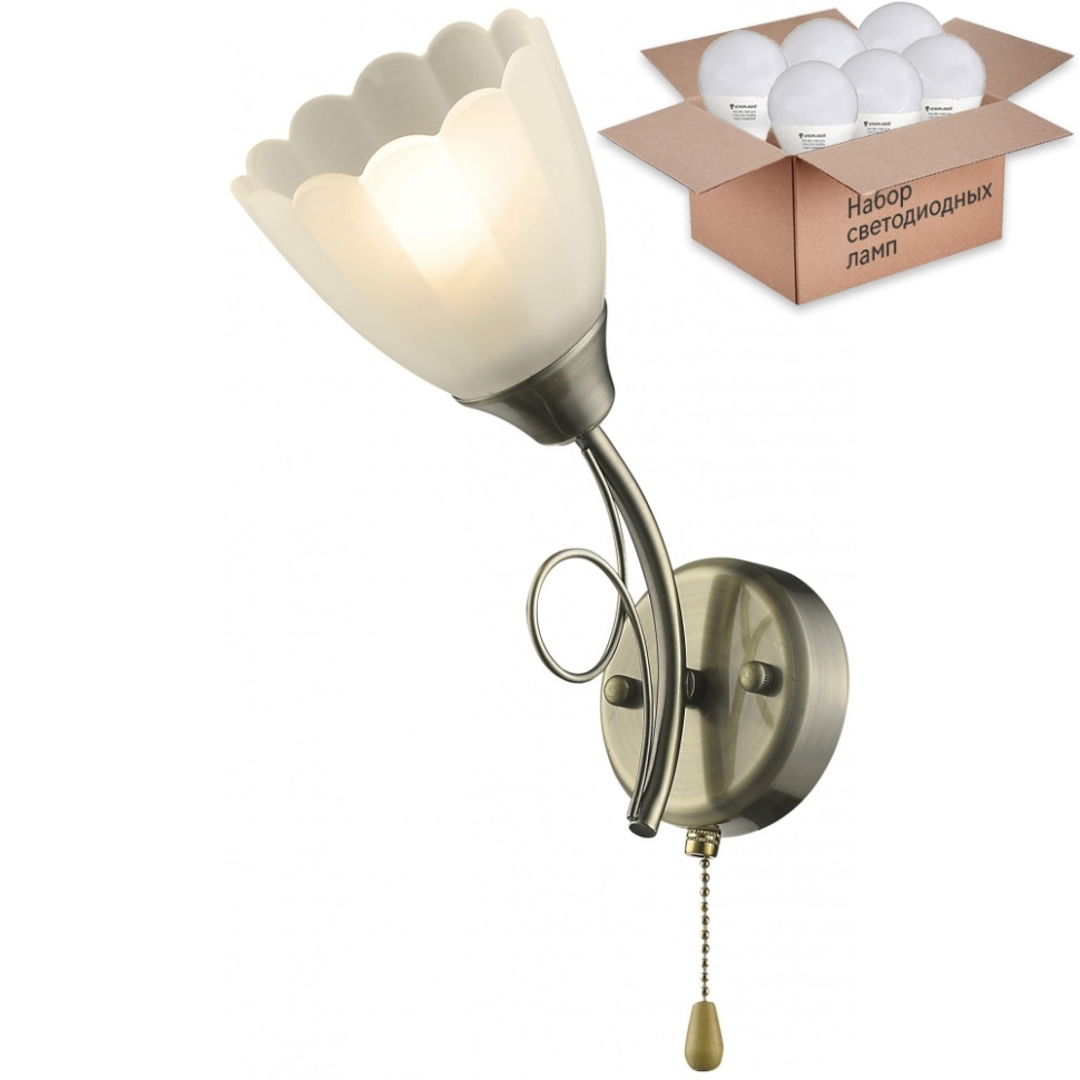 Бра с лампочкой Velante 708-501-01+Lamps E27 P45, цвет стекло 708-501-01+Lamps E27 P45 - фото 3