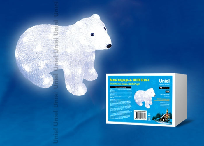 Фигура светодиодная Белый медведь Uniel 11037 (ULD-M3125-040-STA) ULD-M3125-040/STA WHITE IP20 WHITE BEAR-4 - фото 1