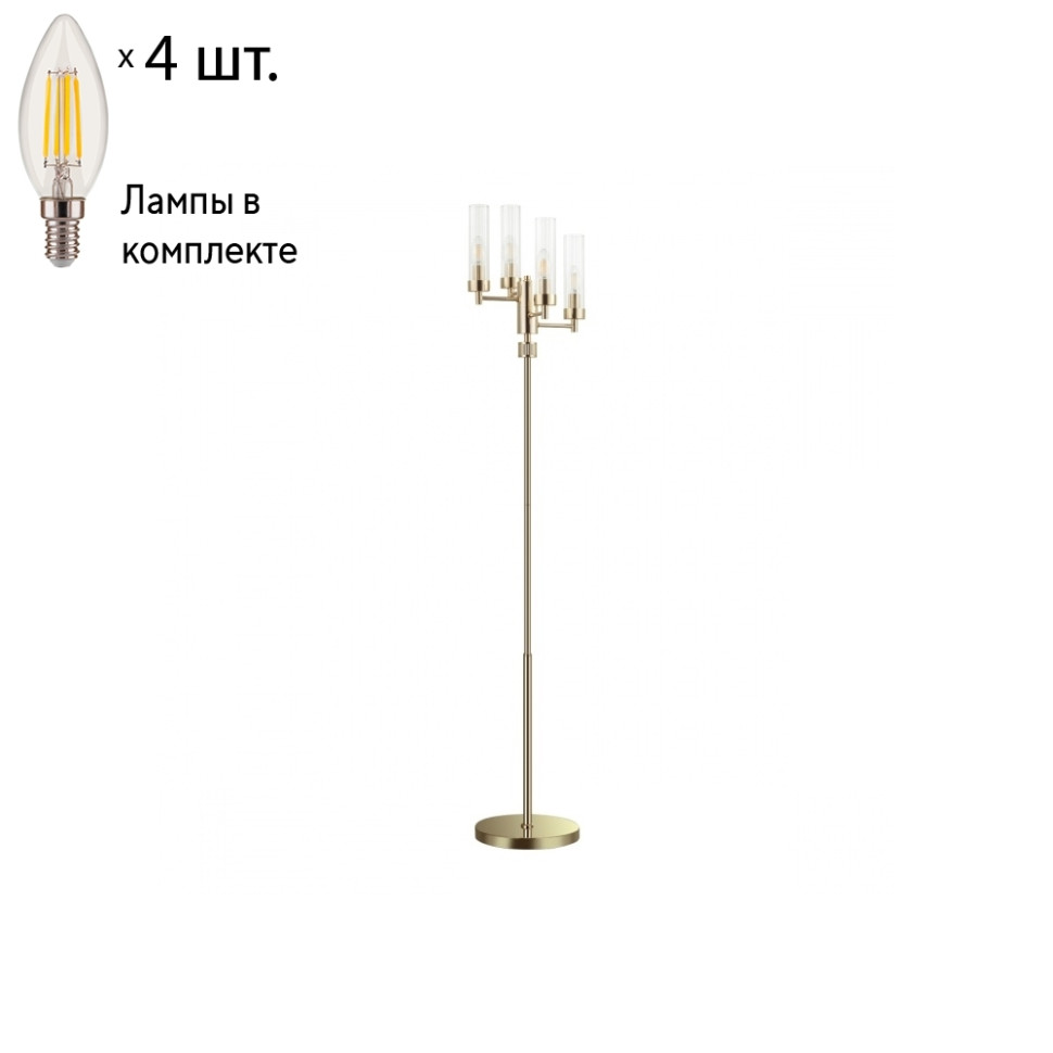 Торшер с лампочками Lumion Kamilla 5274/4F+Lamps E14 Свеча, цвет золотой
