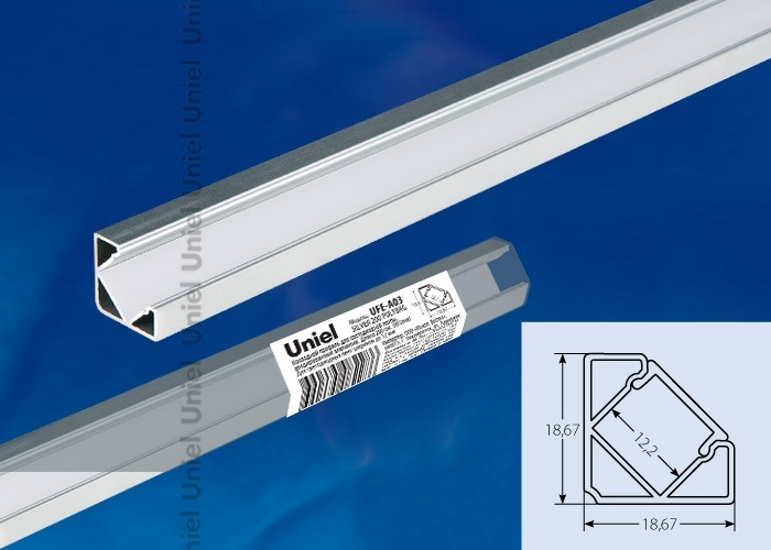 2м. Накладной профиль для светодиодной ленты Uniel UFE-A03 SILVER 200 POLYBAG (UL-00000597), цвет серебряный - фото 2