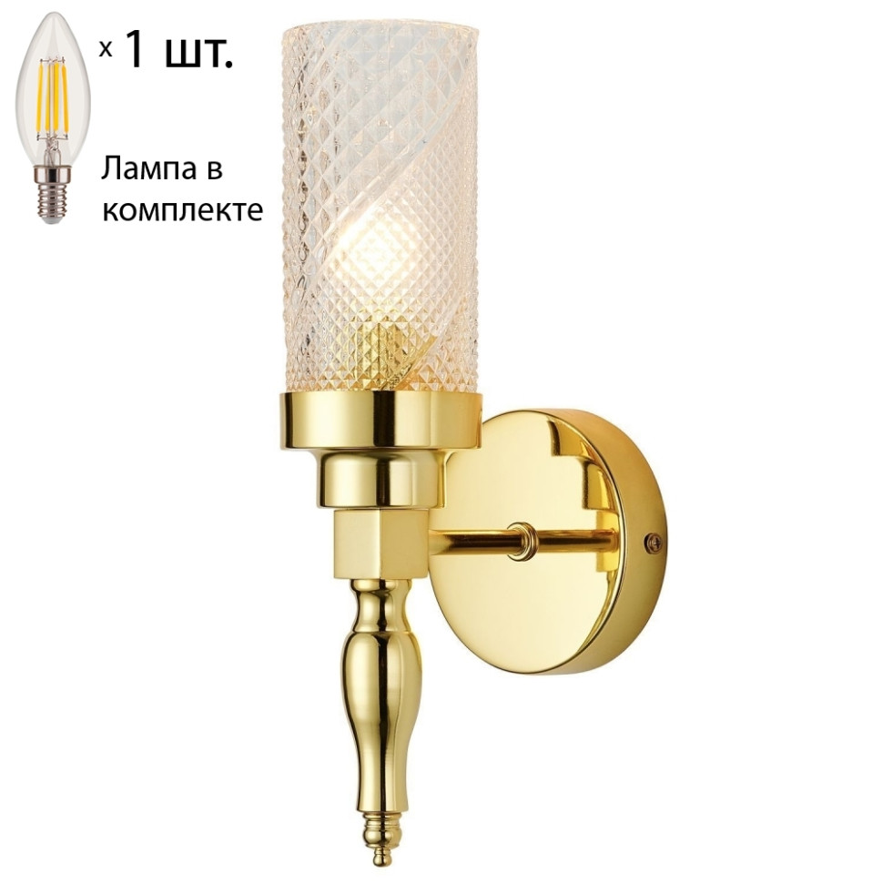Бра с лампочкой Favourite Anima 2812-1W+Lamps E14 Свеча, цвет золото 2812-1W+Lamps E14 Свеча - фото 1