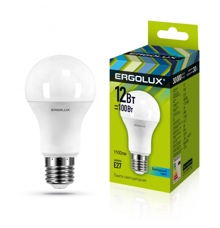 Светодиодная лампа E27 12W 4500K (белый) Ergolux LED-A60-12W-E27-4K (12151) - фото 1