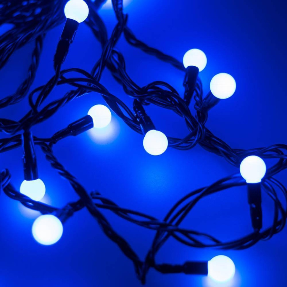 5м. Уличная гирлянда шарики синий свет Ardecoled 230V ARD-Ball-Classic-D13-5000-Black-50Led Blue (25564), цвет чёрный - фото 1
