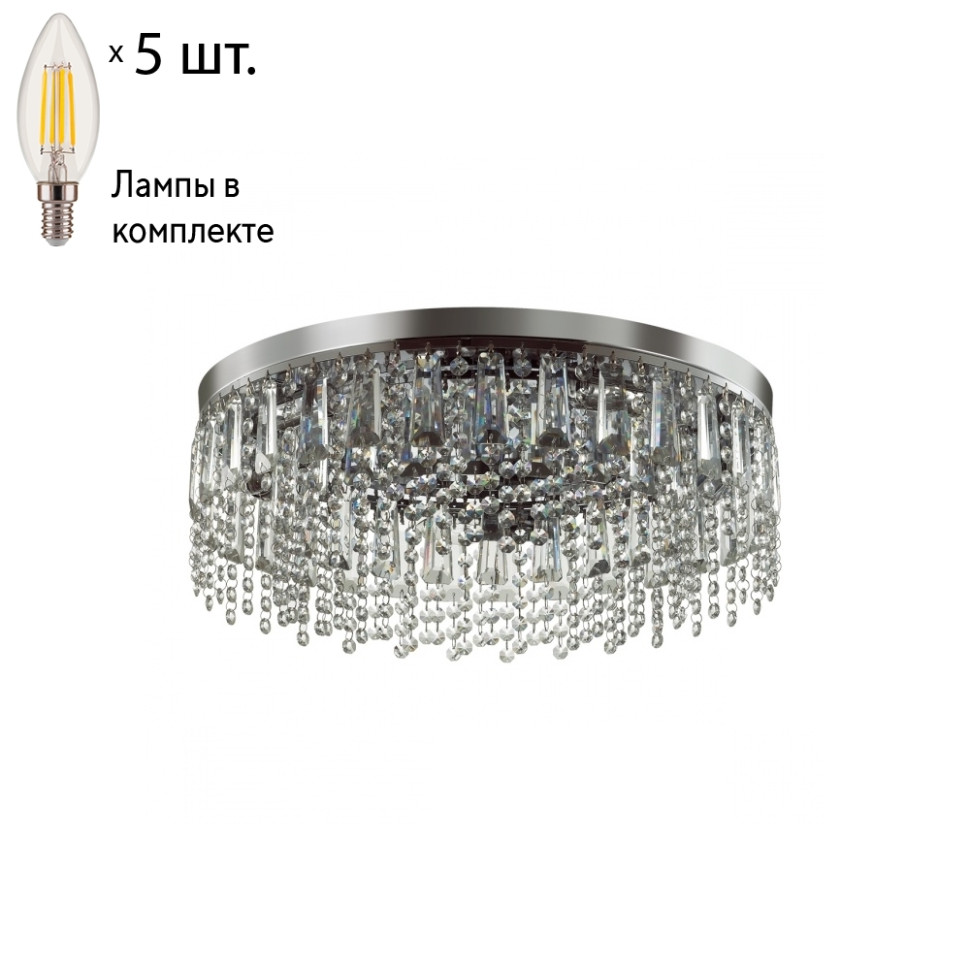 Потолочная люстра с лампочками Lumion Sparkle 5273/5C+Lamps E14 Свеча потолочная люстра lumion sparkle 5273 5c