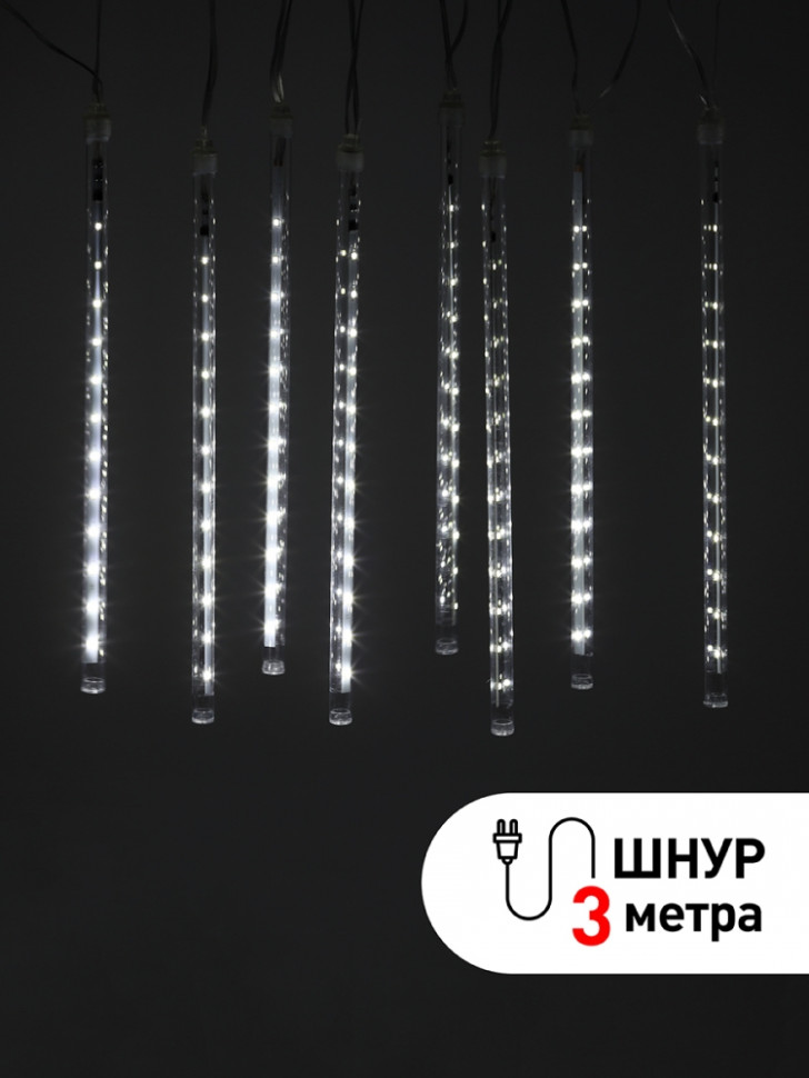 Гирлянда LED Сосульки (2,1х0,3м.) 8 шт. холодный свет, 24V, IP44 Эра Б0041910 (ENOS-02H), цвет прозрачный - фото 1