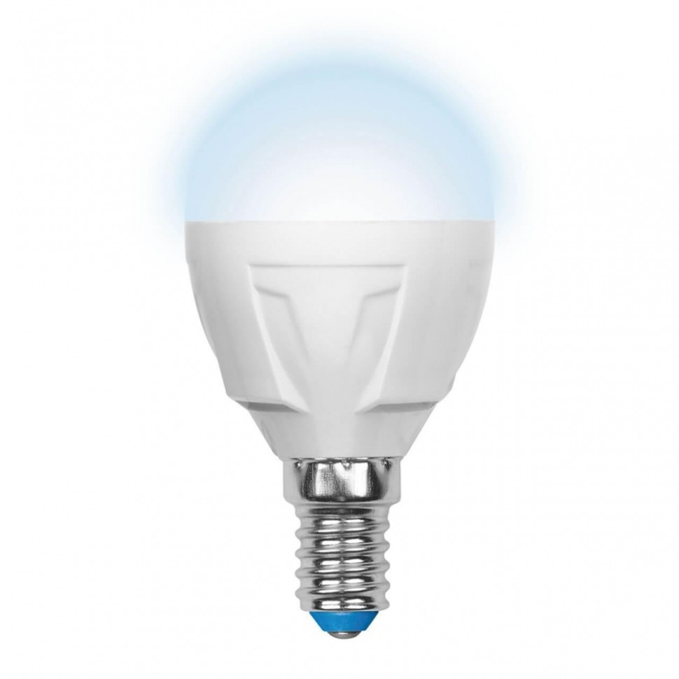 Лампа светодиодная шар E14 7W 4500K (Белый свет) матовая Uniel Palazzo LED-G45-7W/NW/E14/FR PLP01WH картон (UL-00000771) LED-G45-7W/NW/E14/FR PLP01WH картон - фото 1