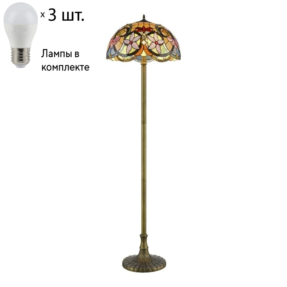 Торшер с лампочками Velante 818-805-03+Lamps E27 P45, цвет бронза