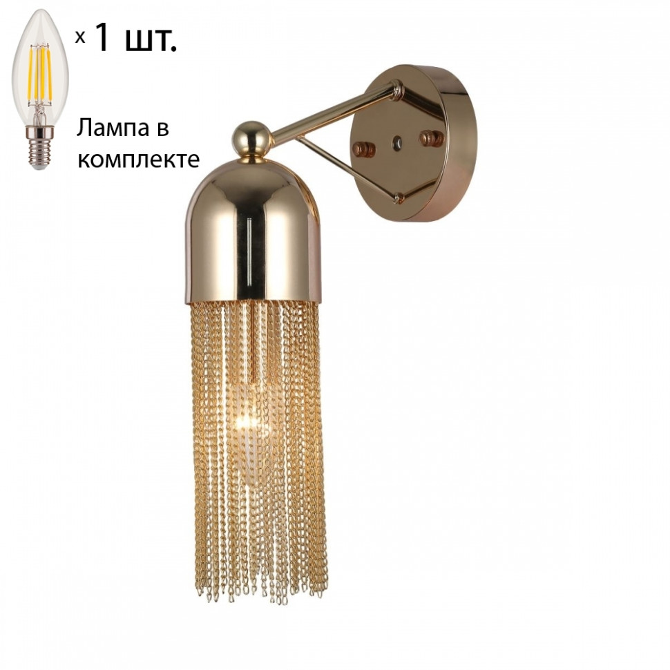 Бра с лампочкой Favourite Zaria 2739-1W+Lamps E14 Свеча, цвет золото 2739-1W+Lamps E14 Свеча - фото 1