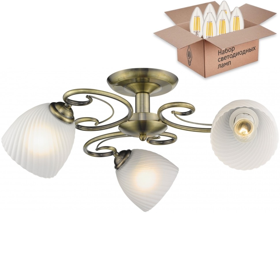 Потолочная люстра с лампочками Velante 726-507-03+Lamps E27 P45, цвет бронза 726-507-03+Lamps E27 P45 - фото 3