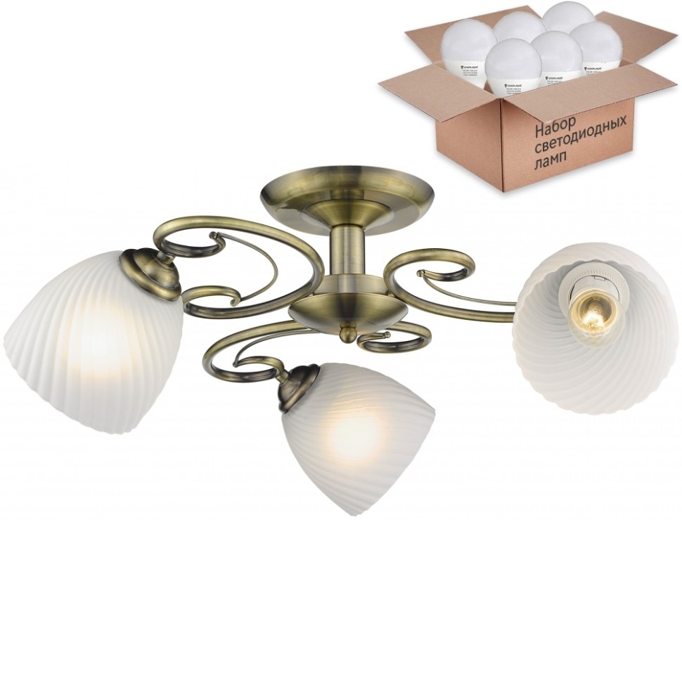 Потолочная люстра с лампочками Velante 726-507-03+Lamps E27 P45, цвет бронза 726-507-03+Lamps E27 P45 - фото 4
