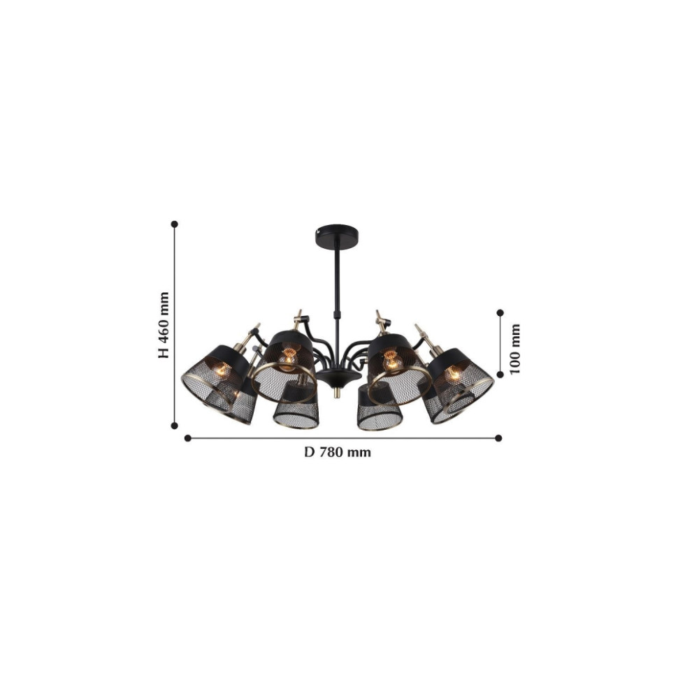 Потолочная люстра F-Promo Eget с лампочками 2197-8U+Lamps E14 P45, цвет черный и латунь 2197-8U+Lamps E14 P45 - фото 3