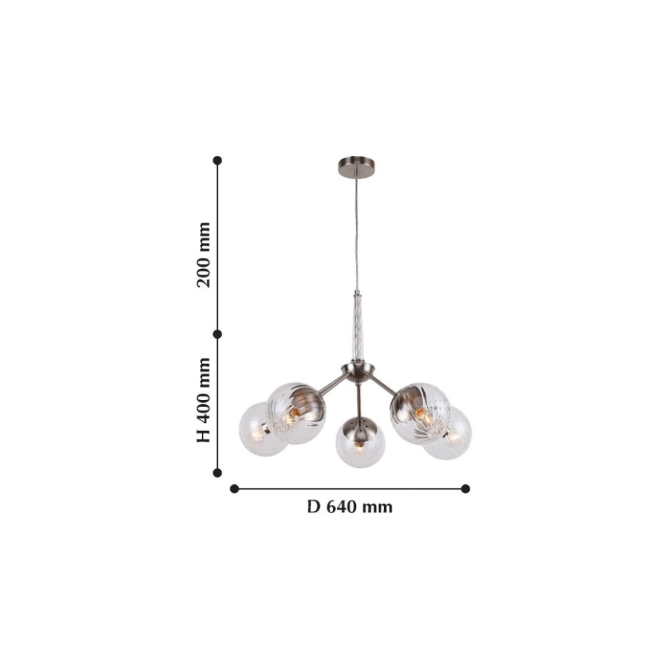 Люстра с лампочками, подвесная, комплект от Lustrof. №135365-617046, цвет никель - фото 2