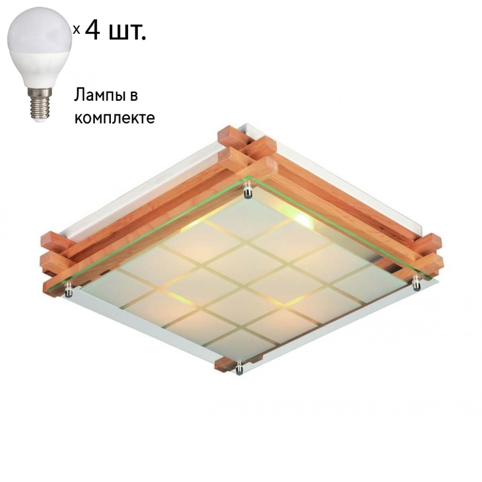 Светильник потолочный с лампочками Omnilux OML-40517-04+Lamps, цвет белый OML-40517-04+Lamps - фото 1
